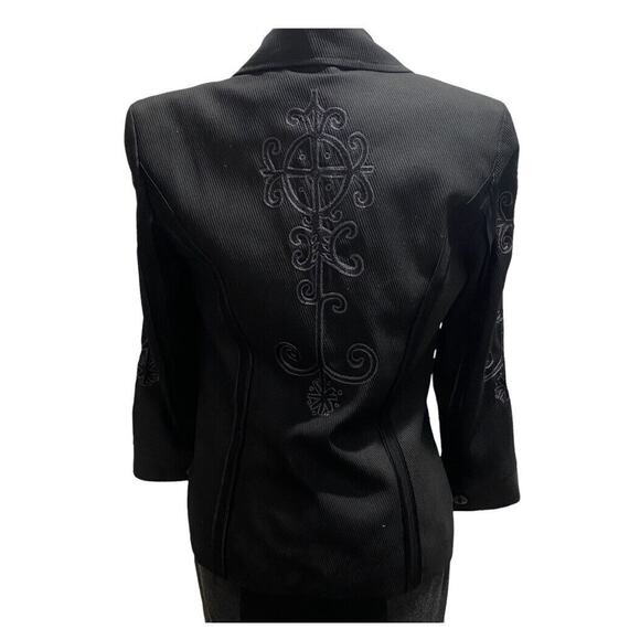 Nicole Miller, Sz Med Black Embroidered Heavy Western Office Blazer STYLE DK0026 - Picture 5 of 10